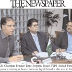 Chairman Evacuee Trust Property Board Arshad Farid Khan Presiding Over a Meeting of Board.
