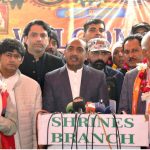 ہندو مذہب کے قدیمی شادانی دربار حیات پتافی(سندھ )کی یاترا اور شو اوتاری ست گورو سوامی شادارام کے یوم پیدائش کی تقریبات کے لیے سائیں یوڈھشٹر لال کی سربراہی میں بھارت سے 84ہندو یاتری واہگہ بارڈر کے راستے پاکستان پہنچ گئے